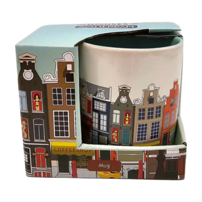 Typisch Hollands Große Kaffee- und Teetasse in Geschenkbox – Canal Houses – Mehrfarbig