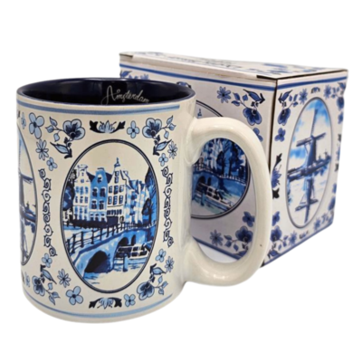 Typisch Hollands Grote koffie-theemok in geschenkdoos - Delfts blauw