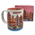 Typisch Hollands Großer Kaffee-Teebecher in Geschenkbox - Amsterdam - Pink-Fuchsia