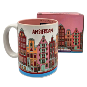 TTD Gifts Großer Kaffee-Teebecher in Geschenkbox - Amsterdam - Pink-Fuchsia
