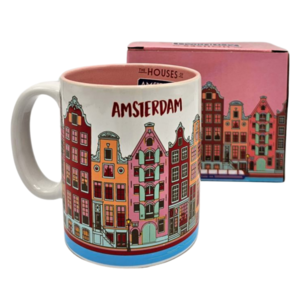 Typisch Hollands Grote koffie-theemok in geschenkdoos - Amsterdam - Pink-Fuchsia