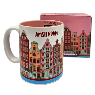 Typisch Hollands Large coffee-tea mug in gift box - Amsterdam - Pink-Fuchsia