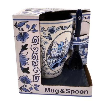 TTD Gifts Mok met Lepel - Delfts blauw