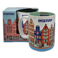 Typisch Hollands Grote koffie-theemok in geschenkdoos - Grachtenhuisjes - Multicolor