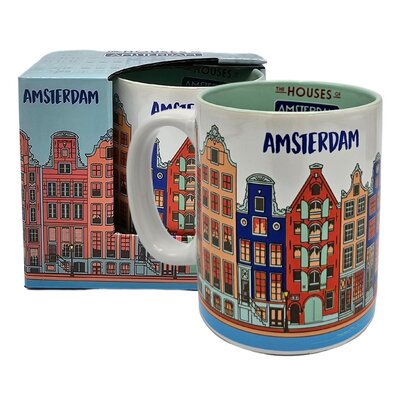 Typisch Hollands Grote koffie-theemok in geschenkdoos - Grachtenhuisjes - Multicolor