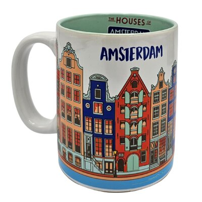 Typisch Hollands Grote koffie-theemok in geschenkdoos - Grachtenhuisjes - Multicolor