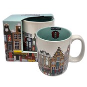 Typisch Hollands Grote koffie-theemok in geschenkdoos - Grachtenhuisjes - Multicolor