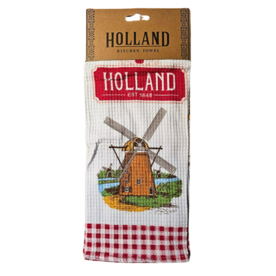 Typisch Hollands Kitchen towel - Holland Red-White - Windmills & Icons