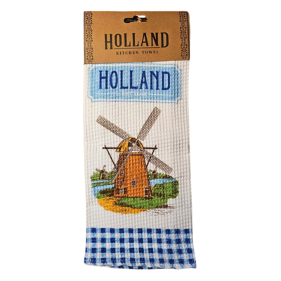 Typisch Hollands Kitchen towel - Holland Blue-White - Windmills & Icons