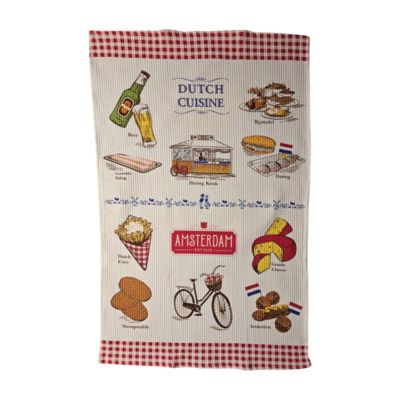 Typisch Hollands Kitchen towel - Amsterdam Red-White Bicycle