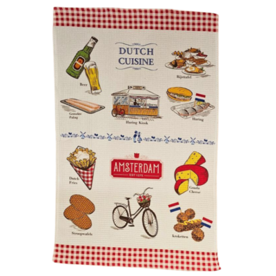 Typisch Hollands Keukendoek - Amsterdam Rood-Wit Fiets