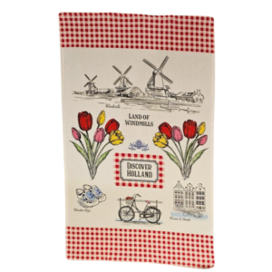 Typisch Hollands Kitchen towel - Holland Red - White - Bicycle & Windmills