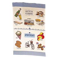 Typisch Hollands Kitchen towel - Amsterdam Blue-White - Bicycle & Windmills