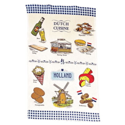 Typisch Hollands Keukendoek - Holland Blauw-Wit  - Windmolens & Iconen