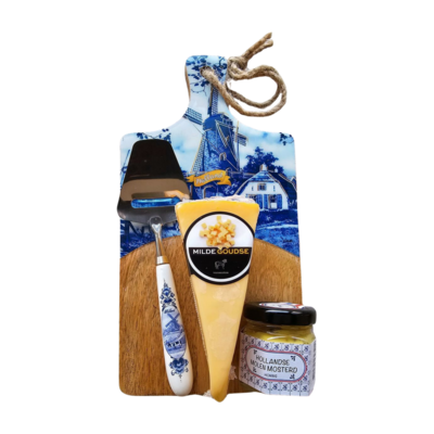 Typisch Hollands Cheese gift - Wooden cheese board - Delft blue