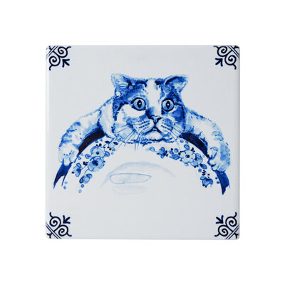 Heinen Delftware Luxe onderzetters - Aardewerk - Luie katten