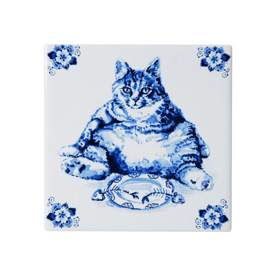 Heinen Delftware Luxus-Untersetzer – Steingut – Faule Katzen