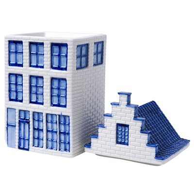 Heinen Delfts blauw Delft Blue canal house storage jar