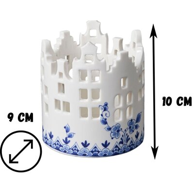 Heinen Delftware Tealight holder - Facade houses - Medium