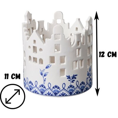 Heinen Delftware Tealight holder - Facade houses - Large