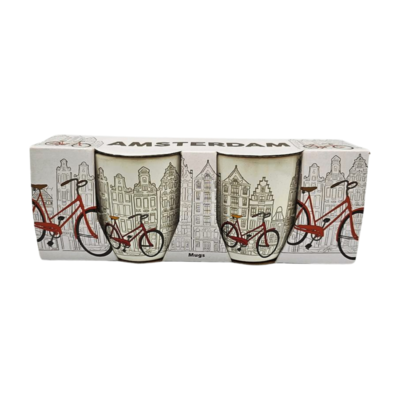 Typisch Hollands Geschenkbox Tassen - Fahrräder 2 Stück (geeignet für Senseo)