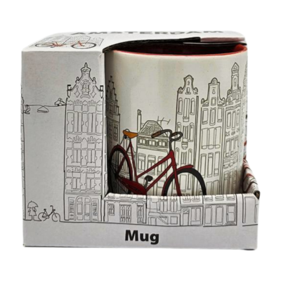 TTD Gifts Large coffee-tea mug in gift box - Wit-Fietsen Amsterdam