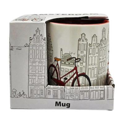 Typisch Hollands Large coffee-tea mug in gift box - Wit-Fietsen Amsterdam