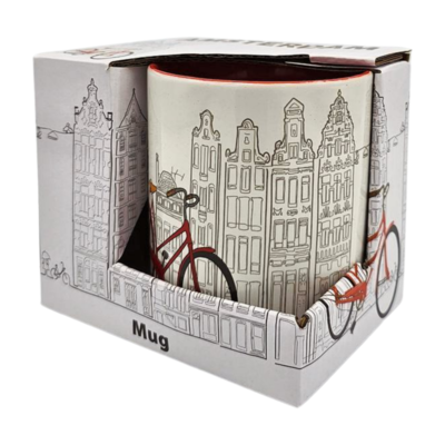 TTD Gifts Grote koffie-theemok in geschenkdoos - Wit-Fietsen  Amsterdam