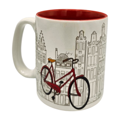TTD Gifts Grote koffie-theemok in geschenkdoos - Wit-Fietsen  Amsterdam