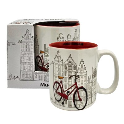 Typisch Hollands Grote koffie-theemok in geschenkdoos - Wit-Fietsen  Amsterdam