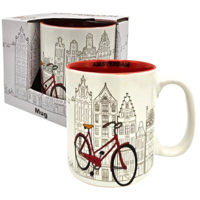 Typisch Hollands Large coffee-tea mug in gift box - Wit-Fietsen Amsterdam