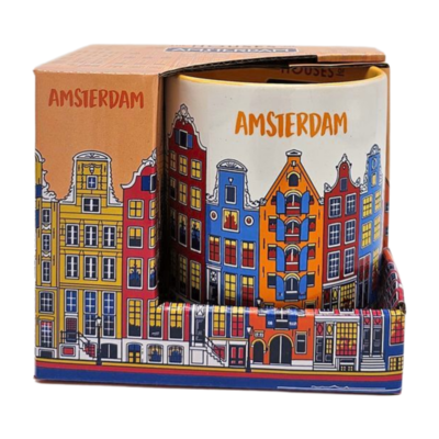 Typisch Hollands Large coffee-tea mug in gift box - orange - Amsterdam