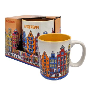 TTD Gifts Large coffee-tea mug in gift box - orange - Amsterdam