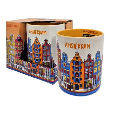 Typisch Hollands Grote koffie-theemok in geschenkdoos - orange - Amsterdam