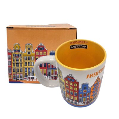 Typisch Hollands Large coffee-tea mug in gift box - orange - Amsterdam