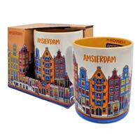 Typisch Hollands Grote koffie-theemok in geschenkdoos - orange - Amsterdam