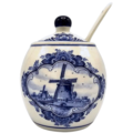 Typisch Hollands Sugar bowl Delft blue - 10 cm - Mill landscape