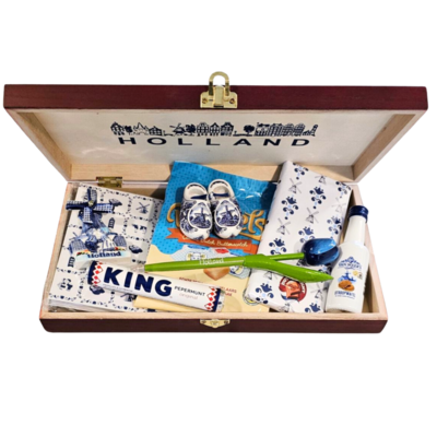 www.typisch-hollands-geschenkpakket.nl Geschenkbox – (Delfter Blau- und Karodruck)