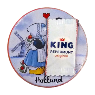 Typisch Hollands Small tin with King peppermint - Holland kissing couple