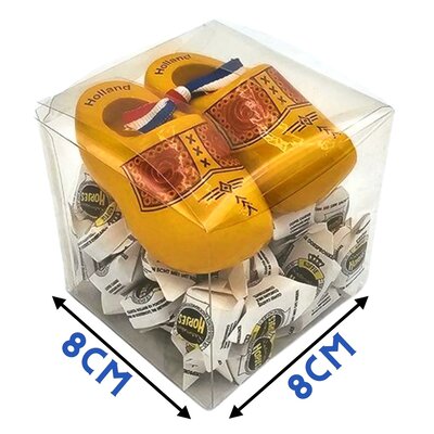 Typisch Hollands Souvenirbox Haagsche hopjes en een paar klompjes (8cm)