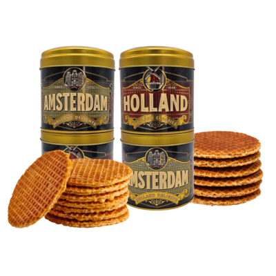 Typisch Hollands Stroopwafels in can Amsterdam and Holland - (4 cans)