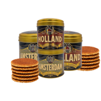 Typisch Hollands Stroopwafels in blik  Amsterdam  en Holland - (4blikken)