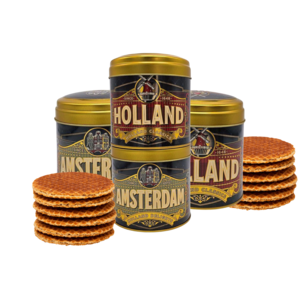 Typisch Hollands Stroopwafels in der Dose Amsterdam und Holland - (4 Dosen)