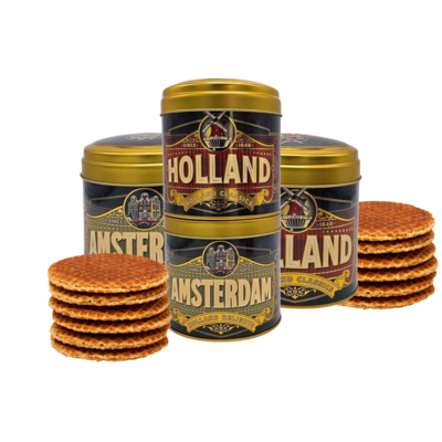 Typisch Hollands Stroopwafels in blik  Amsterdam  en Holland - (4 blikken)