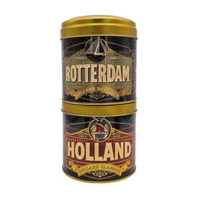 Typisch Hollands Stroopwafels in blik  Rotterdam - Amsterdam en Holland (4 blikken)