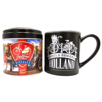 Typisch Hollands Holland-Geschenkset – Becher und Dose mit Stroopwafels