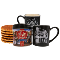Typisch Hollands Holland-Geschenkset – Becher und Dose mit Stroopwafels