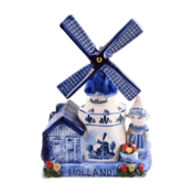 Typisch Hollands Delfts blauwe dorpsmolen met muziek