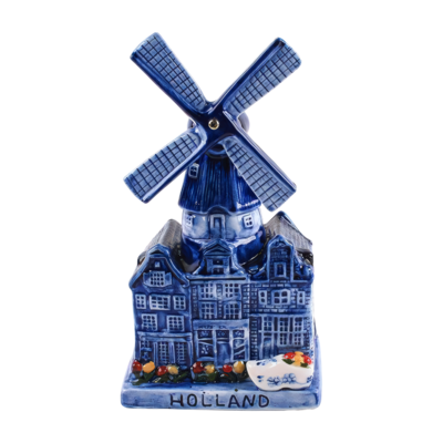 Typisch Hollands Delfter blaue Windmühle mit Musik