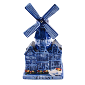 Typisch Hollands Delfter blaue Windmühle mit Musik